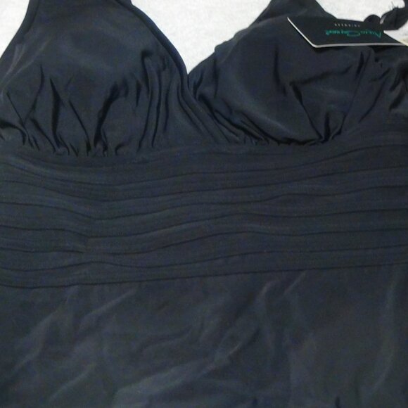 Aqua Women's One Piece Swimsuit Waist Detail Over the Shoulder Black S/M/L/XL - Picture 11 of 15